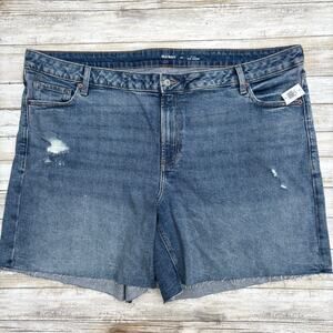 Old Navy Jean Shorts Sz 24 Plus Size Mid Rise OG Loose Blue Denim Casual NWT